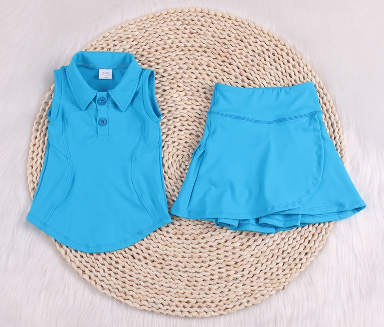 Soild Color Skirt Baby Yoga Leisure Set