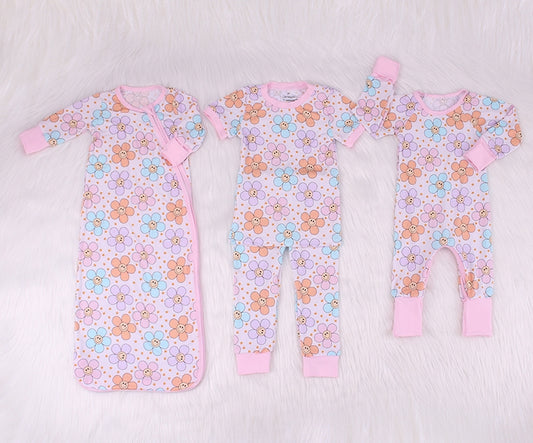 Smiley Face Flower Print Bamboo Fiber Baby Set