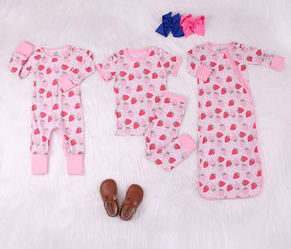 Strawberry Print  Bamboo Fiber Baby Set