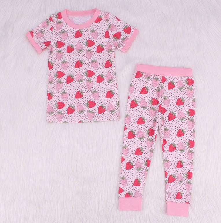 Strawberry Print  Bamboo Fiber Baby Set