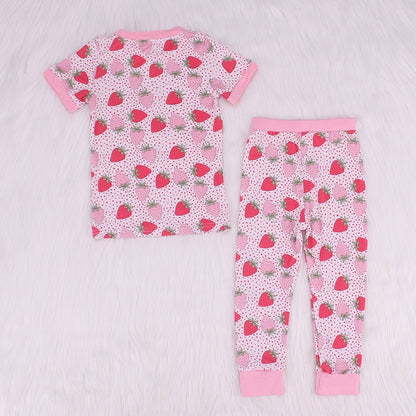 Strawberry Print  Bamboo Fiber Baby Set