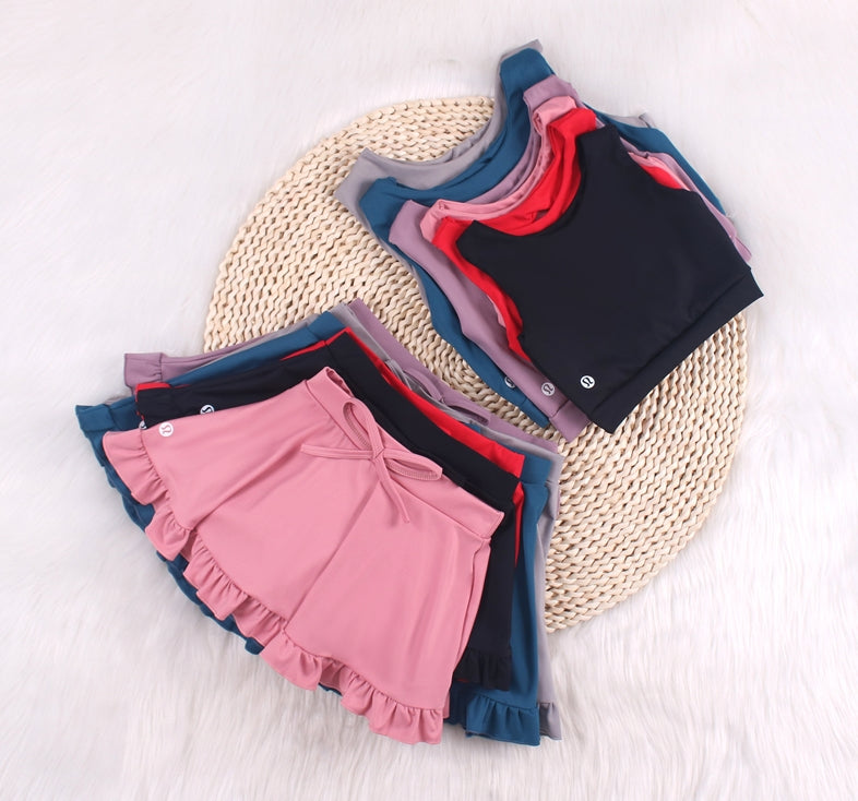 Solid lace skirt Baby Yoga Leisure Set