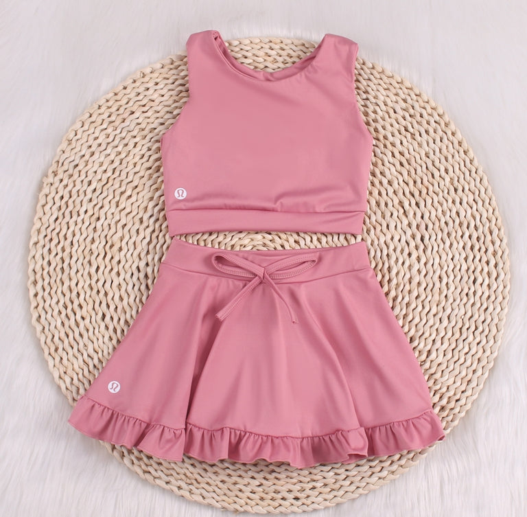 Solid lace skirt Baby Yoga Leisure Set