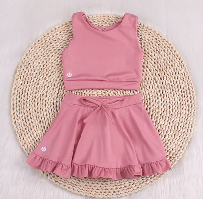 Solid lace skirt Baby Yoga Leisure Set