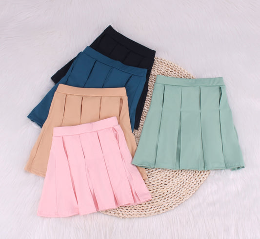 Solid Color Baby Yoga Pleated Skirt