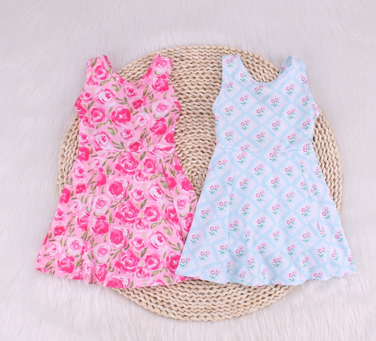 Flower Print Solid Colors Yoga Baby Dress/jumpsuit