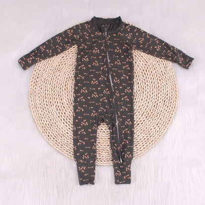 Speckled Print Black Bamboo Fiber Baby Crawling Suit