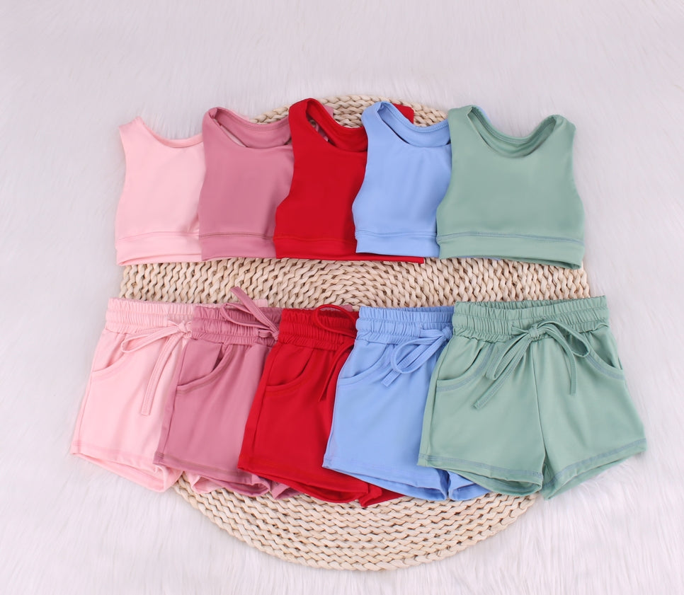 Solid Color Vest Baby Yoga Summer Set