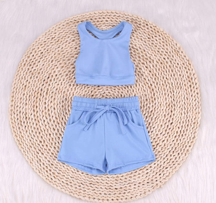 Solid Color Vest Baby Yoga Summer Set