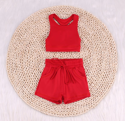 Solid Color Vest Baby Yoga Summer Set