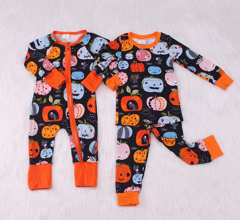 Halloween Pumpkin Print Bamboo Fiber Baby Set