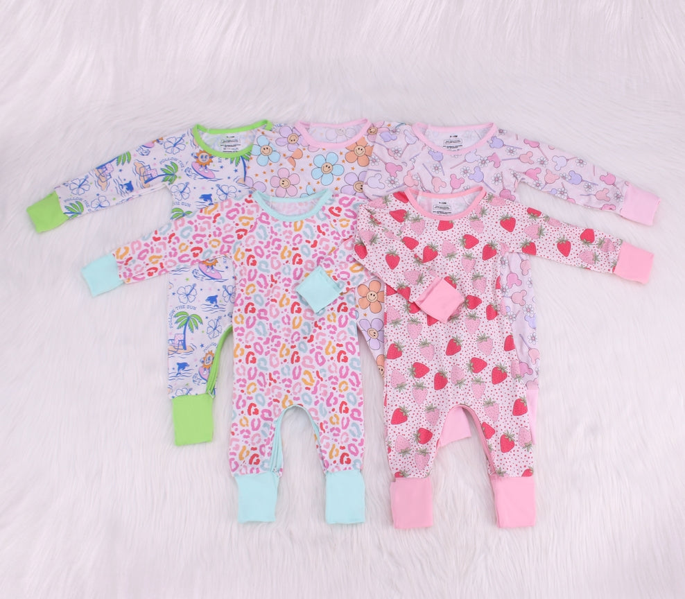 Warm Color Print Bamboo Fiber Baby Crawling Suit