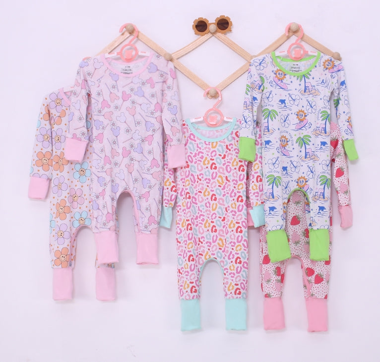 Warm Color Print Bamboo Fiber Baby Crawling Suit