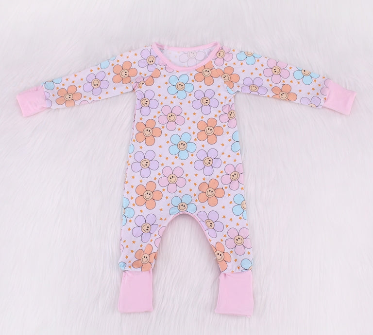 Warm Color Print Bamboo Fiber Baby Crawling Suit