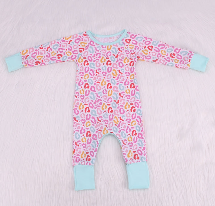 Warm Color Print Bamboo Fiber Baby Crawling Suit