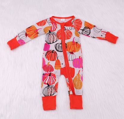 Pumpkin Print Bamboo Fiber Baby Crawling Suit（Big）