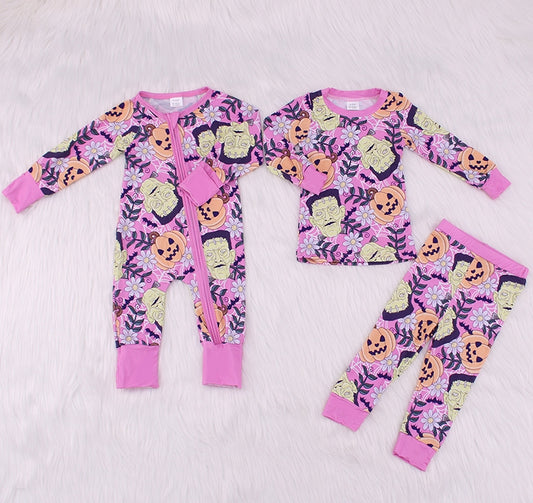 Vampire Pumpkin Print Bamboo Fiber Baby Crawling Suit（Big）