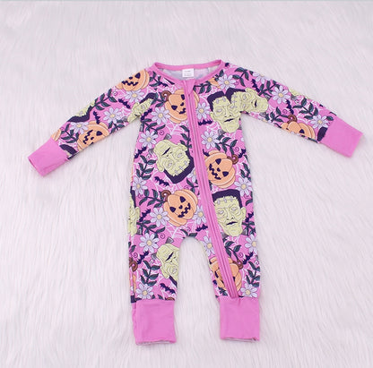 Vampire Pumpkin Print Bamboo Fiber Baby Crawling Suit（Big）