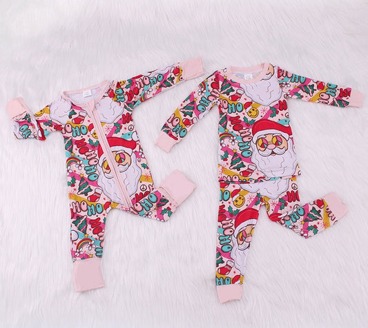 Santa Claus Print Bamboo Fiber Baby Crawling Suit（Big）