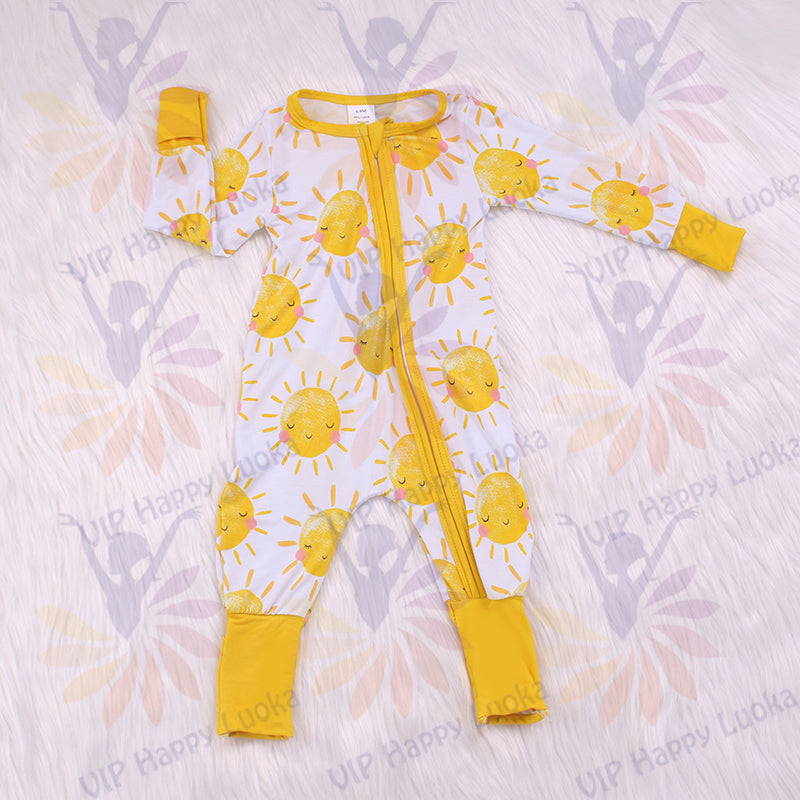 Small Sun Print Bamboo Fiber Baby Crawling Suit