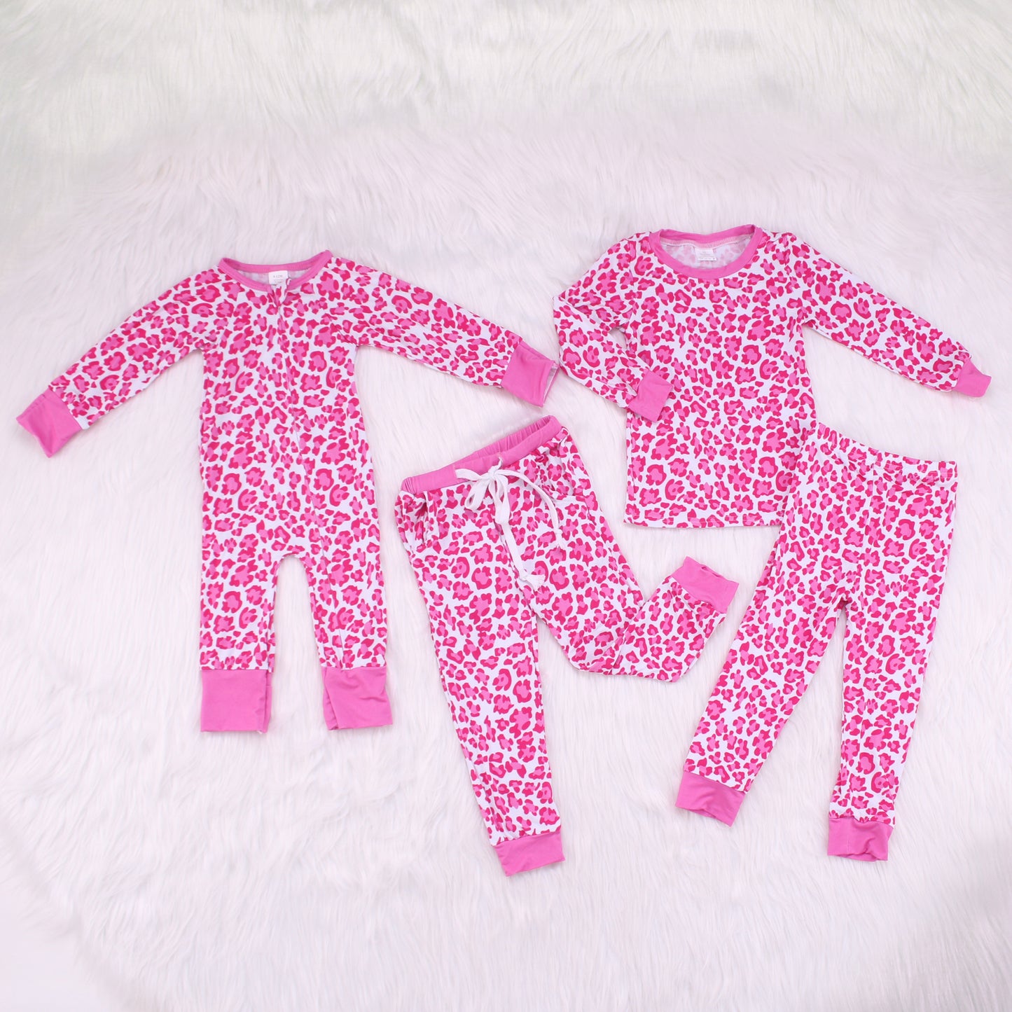 Pink Leopard Print Bamboo Fiber Baby Set