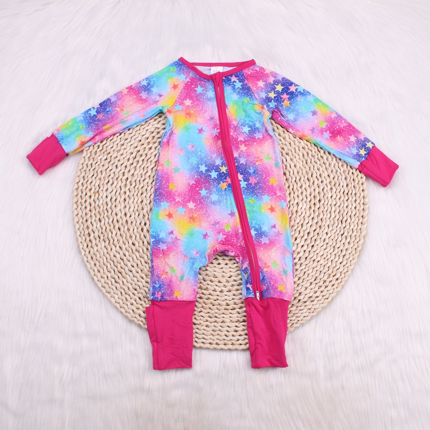 Sky Star Print Bamboo Fiber Baby Crawling Suit