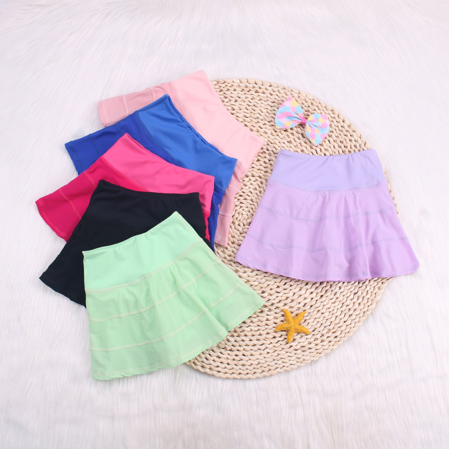 Solid Color Baby Yoga Pleated Skirt（Big）