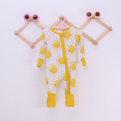 Small Sun Print Bamboo Fiber Baby Crawling Suit