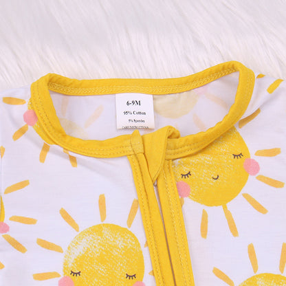 Small Sun Print Bamboo Fiber Baby Crawling Suit