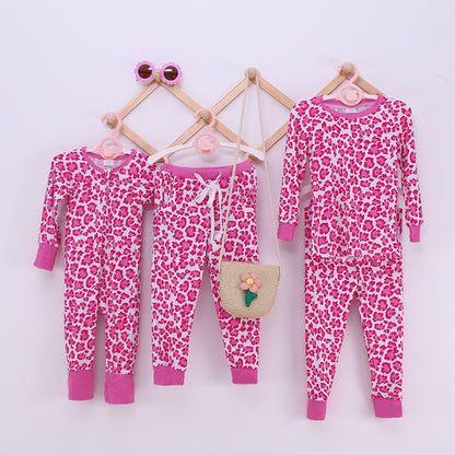 Pink Leopard Print Bamboo Fiber Baby Set