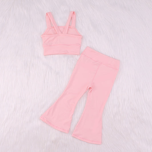 Pink Sleeveless Baby Yoga Bell Bottoms Set