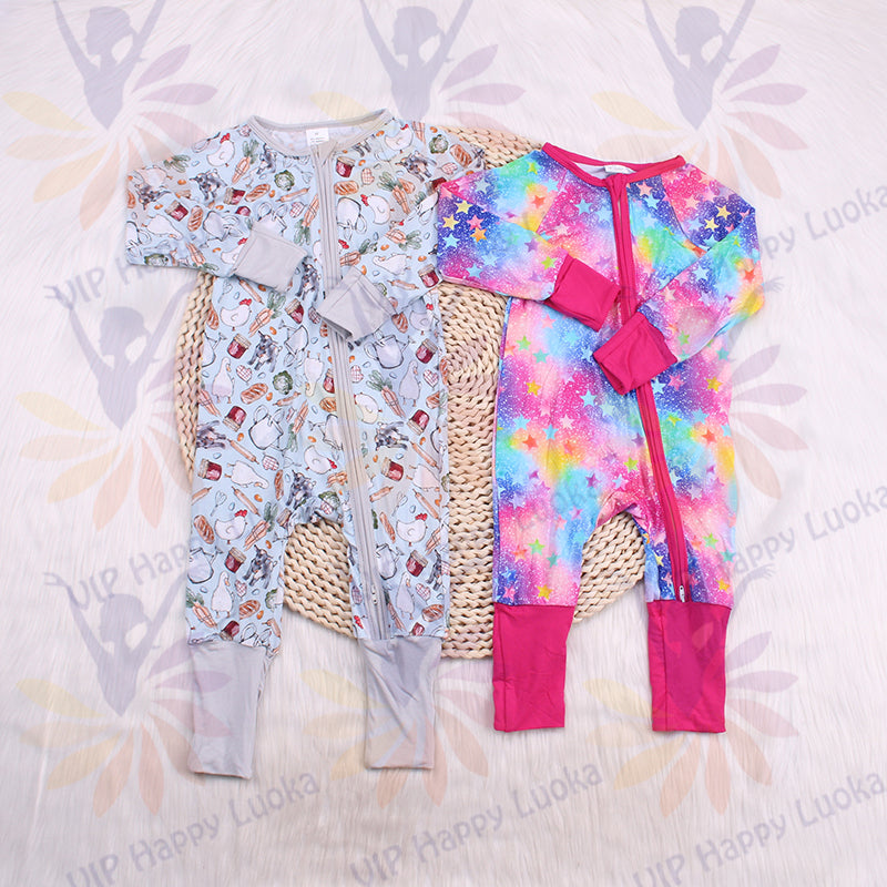 Sky Star Print Bamboo Fiber Baby Crawling Suit