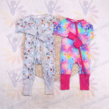 Sky Star Print Bamboo Fiber Baby Crawling Suit